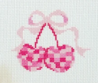 Pink checkered cherries with bow
