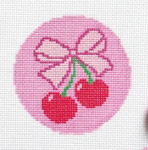 Pink circle with cherries and white bow