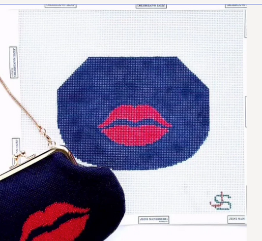 Lips Kiss Lock Bag Red and Navy