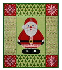Santa Patchwork w/Trees/ Snowflake