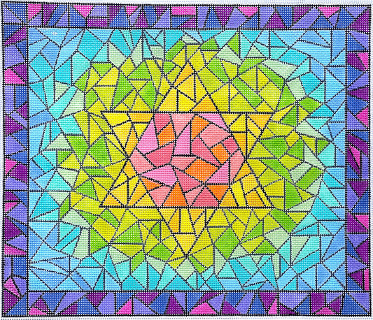 Stained Glass w/ Star of David – pastels w/ titanium gray