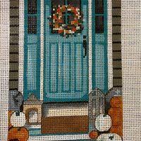 Pumpkins Teal Door