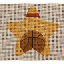 A star-shaped graphic with a basketball center and sombrero on top